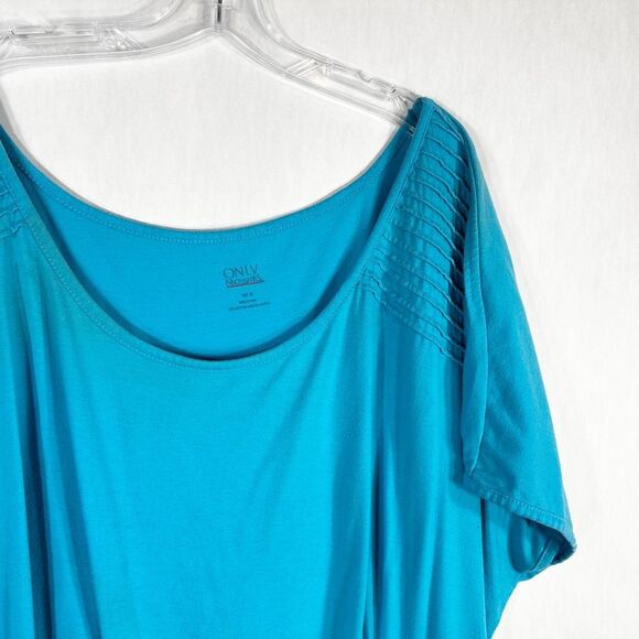 Only Necessities Plus Size 5X Top Turquoise Blue Short Sleeve Scoop Neck 1654 - Picture 7 of 9